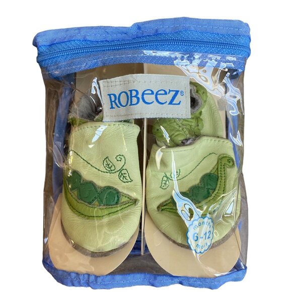Robeez Soft Soles Size 6-12 months Leather Shoes Slippers Unisex Peas in Pod - Picture 2 of 6